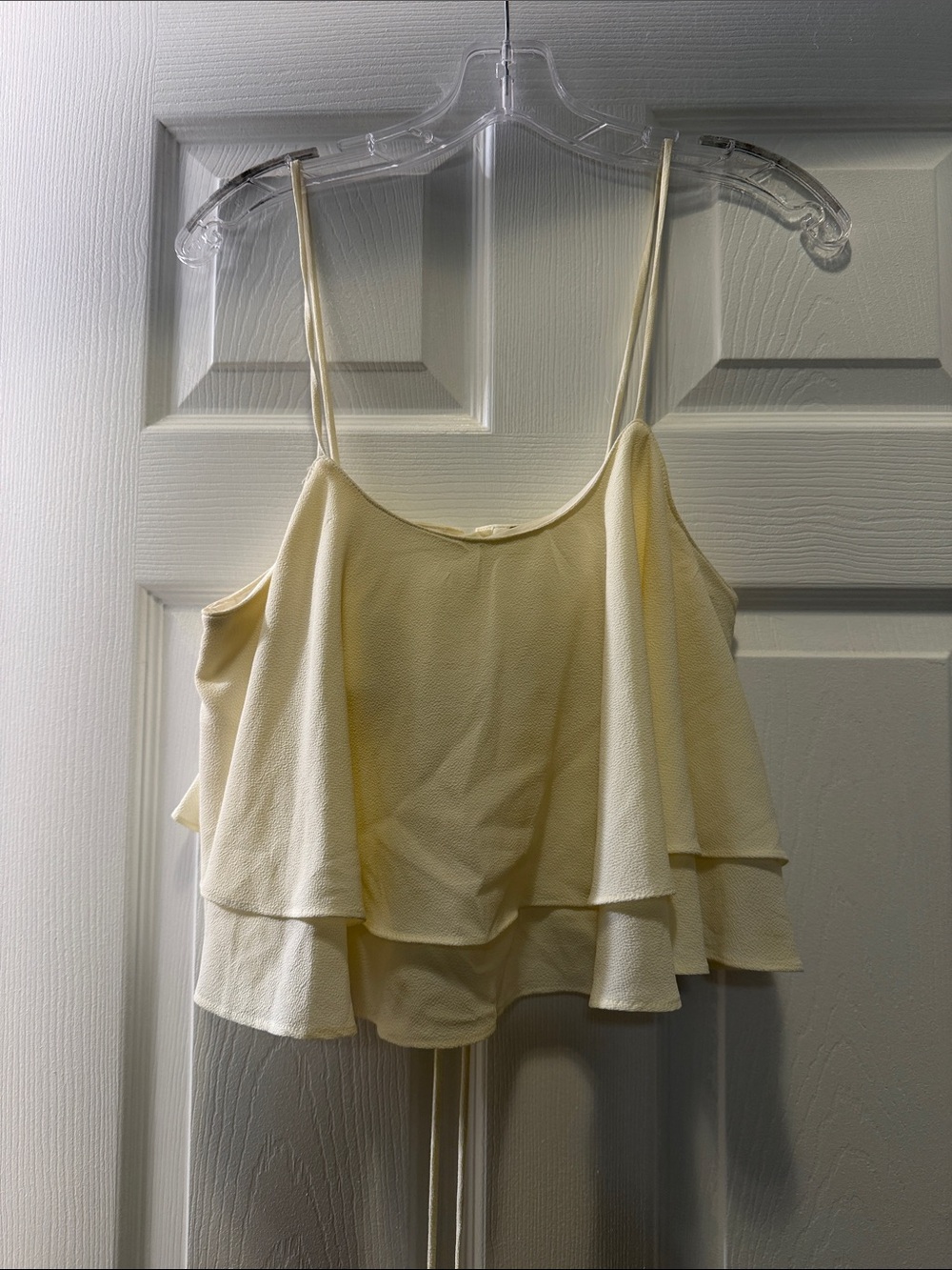 Off White Layered Spaghetti Strap Crop Top